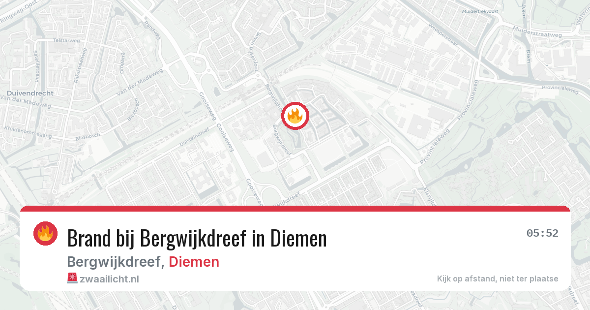 Brand bij Bergwijkdreef in Diemen — 17 mei 2026