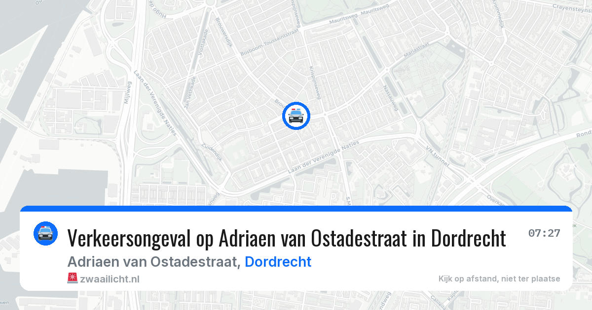 Verkeersongeval op Adriaen van Ostadestraat in Dordrecht — 25 jul 2026