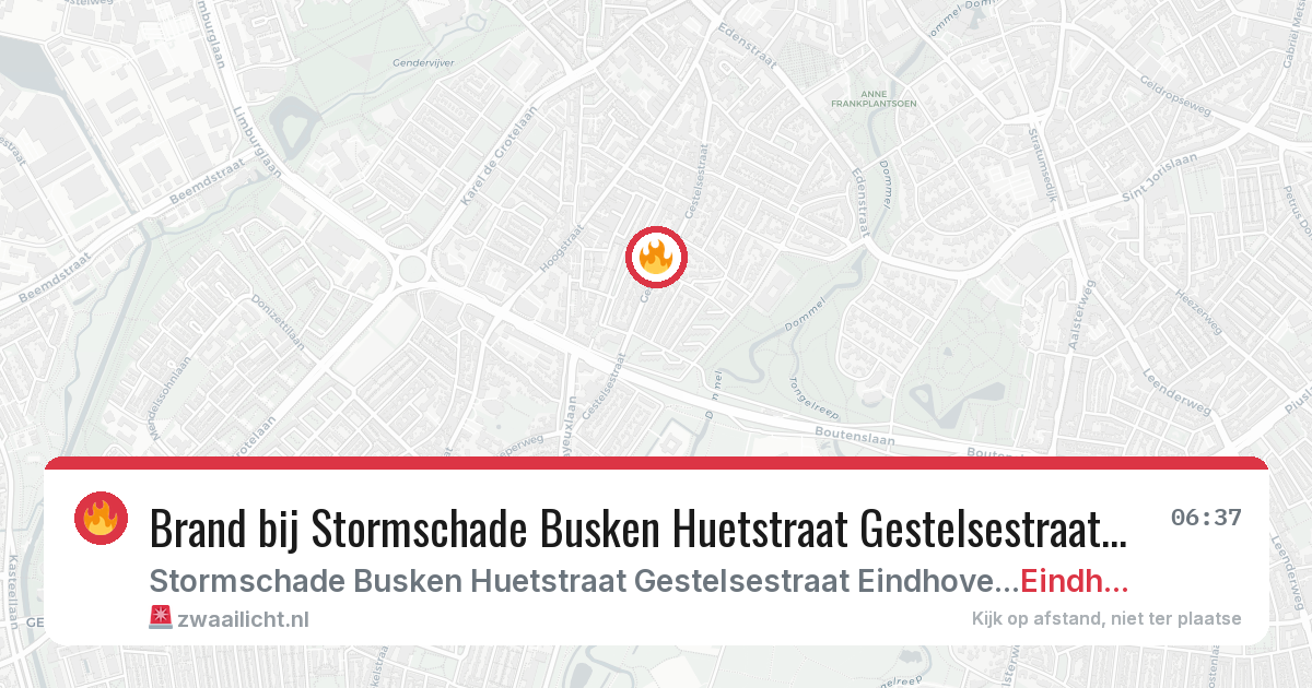Brand bij Stormschade Busken Huetstraat Gestelsestraat Eindhoven in Eindhoven — 28 jun 2026