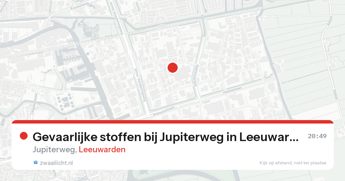 Gevaarlijke stoffen bij Jupiterweg in Leeuwarden — 24 aug 2026