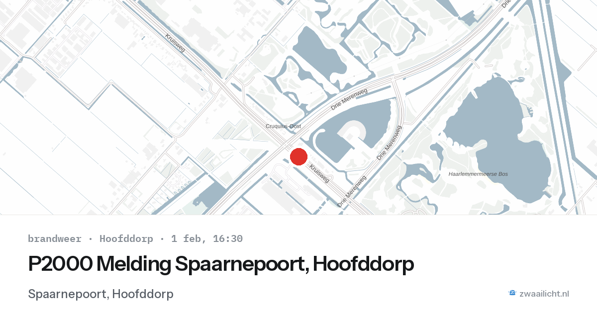 P2000 Melding Spaarnepoort, Hoofddorp — 1 feb 2026