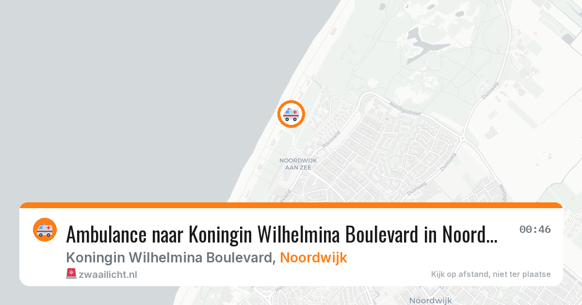 Ambulance naar Koningin Wilhelmina Boulevard in Noordwijk — 1 aug 2026
