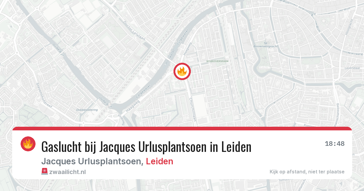 Gaslucht bij Jacques Urlusplantsoen in Leiden — 6 aug 2026