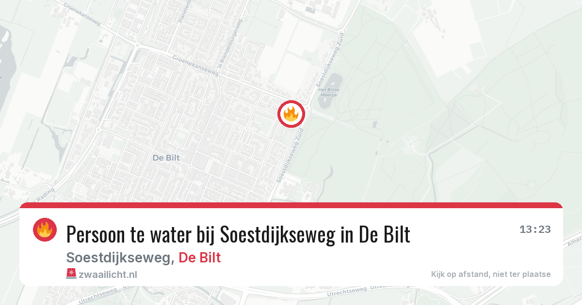 Persoon te water bij Soestdijkseweg in De Bilt — 29 jul 2026