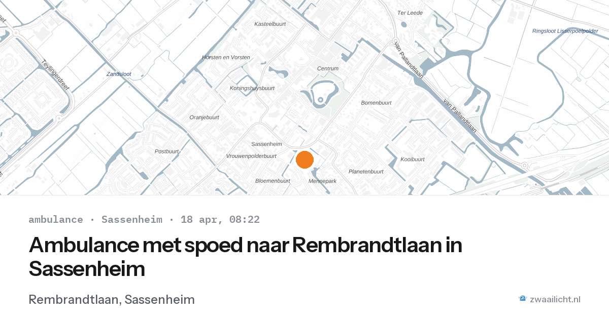 Ambulance met spoed naar Rembrandtlaan in Sassenheim — 18 apr 2026