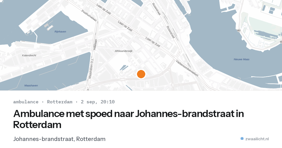 Ambulance met spoed naar Johannes-brandstraat in Rotterdam — 2 sep 2026