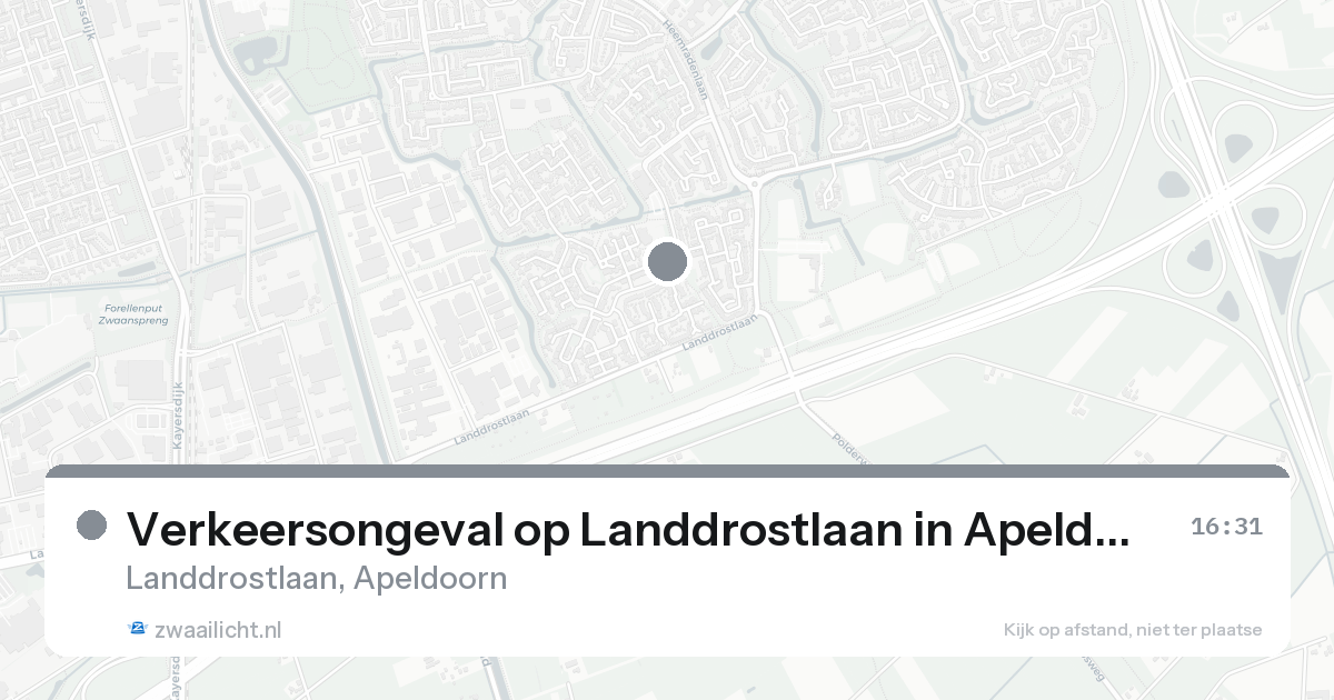 Verkeersongeval op Landdrostlaan in Apeldoorn — 21 aug 2026