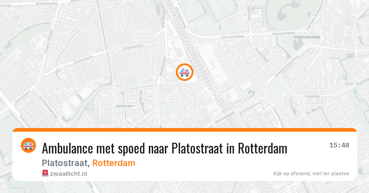 Ambulance met spoed naar Platostraat in Rotterdam — 9 aug 2026