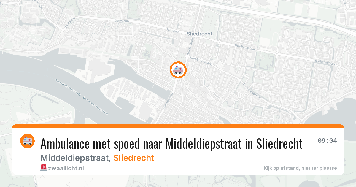 Ambulance met spoed naar Middeldiepstraat in Sliedrecht — 24 jul 2026