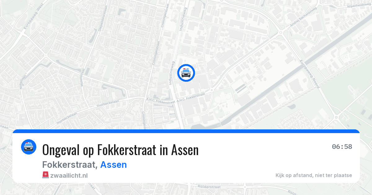 Ongeval op Fokkerstraat in Assen — 17 jul 2026