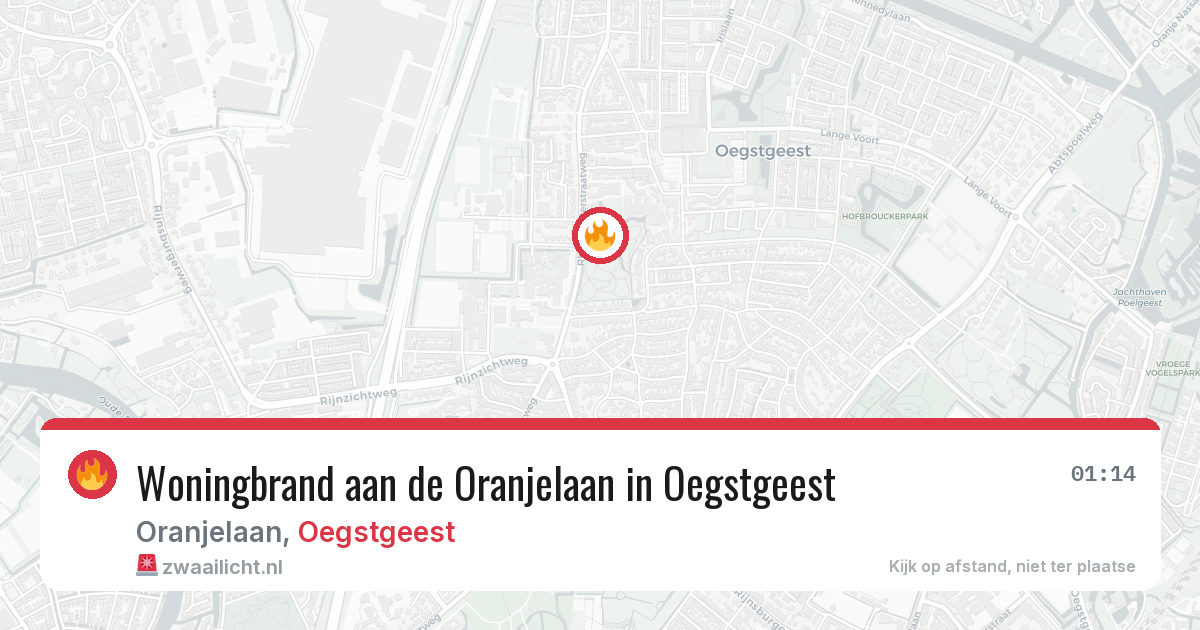 Woningbrand aan de Oranjelaan in Oegstgeest — 7 aug 2026