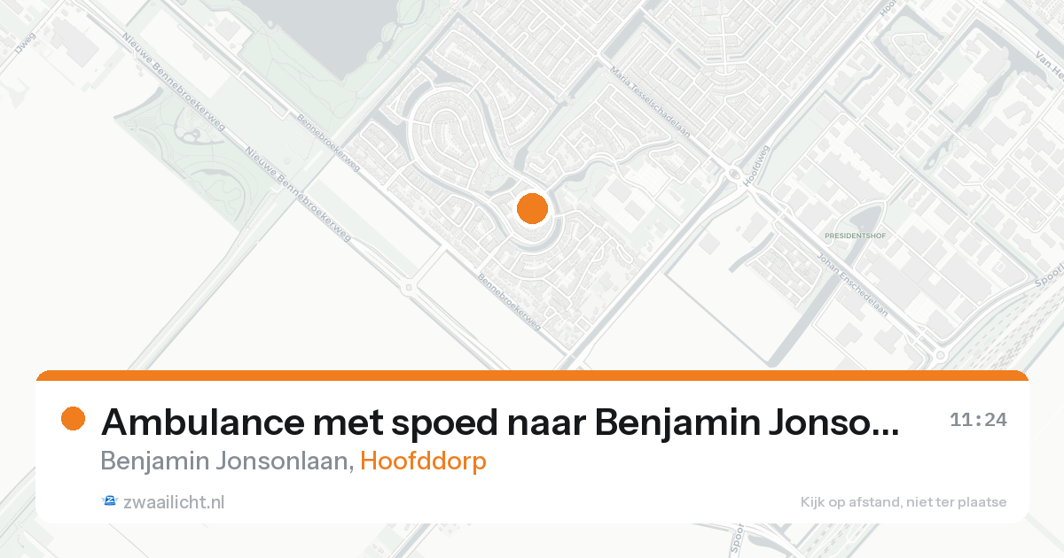 Ambulance met spoed naar Benjamin Jonsonlaan in Hoofddorp — 8 jun 2026