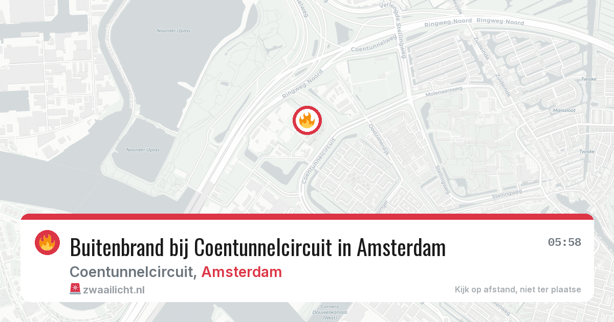 Buitenbrand bij Coentunnelcircuit in Amsterdam — 14 aug 2026