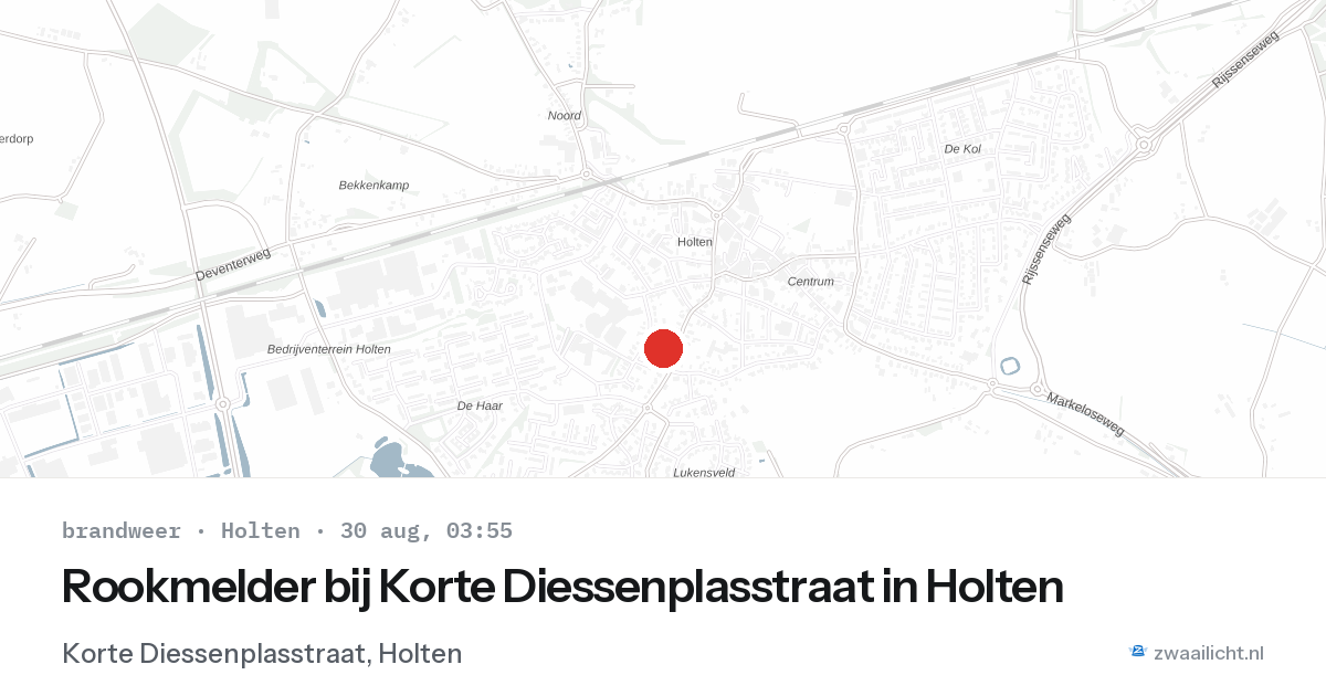 Rookmelder bij Korte Diessenplasstraat in Holten — 30 aug 2026