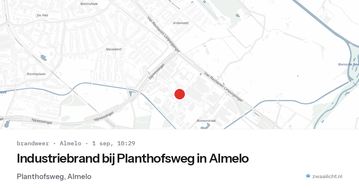 Industriebrand bij Planthofsweg in Almelo — 1 sep 2026