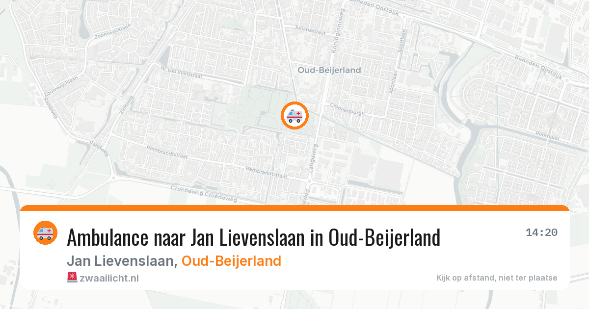 Ambulance naar Jan Lievenslaan in Oud-Beijerland — 9 aug 2026