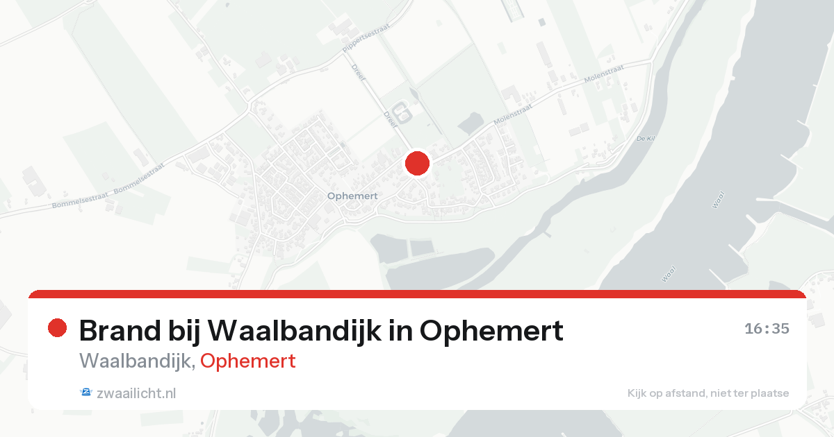 Brand bij Waalbandijk in Ophemert — 16 aug 2026