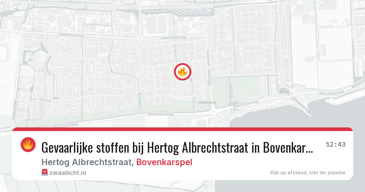 Gevaarlijke stoffen bij Hertog Albrechtstraat in Bovenkarspel — 8 jun 2026