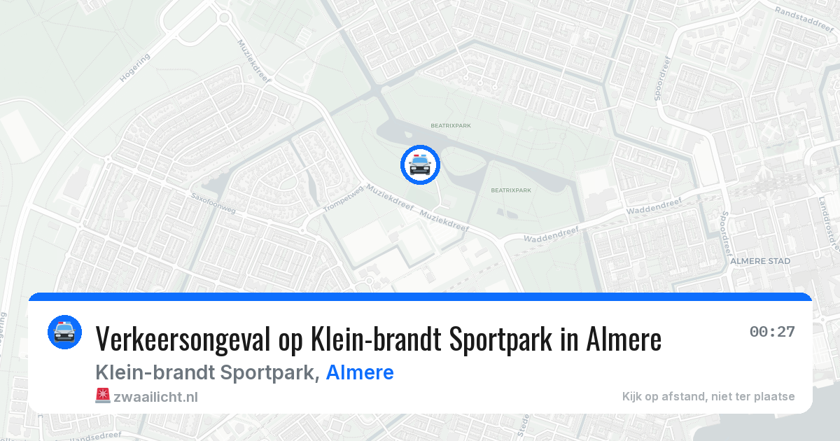 Verkeersongeval op Klein-brandt Sportpark in Almere — 25 jul 2026