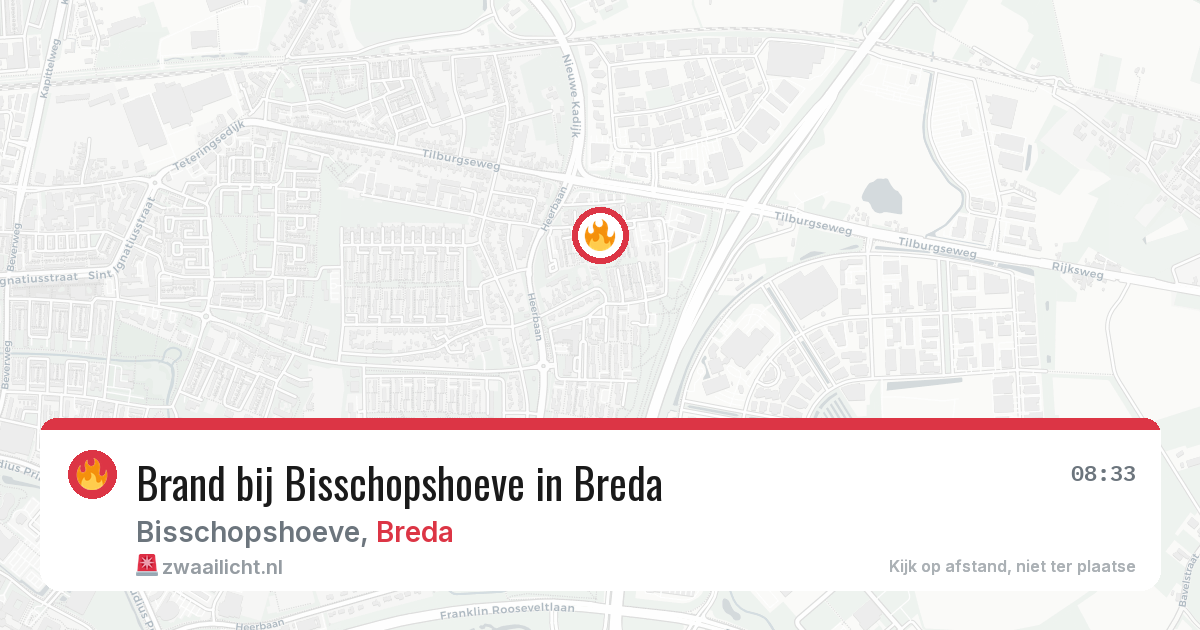 Brand bij Bisschopshoeve in Breda — 13 aug 2026