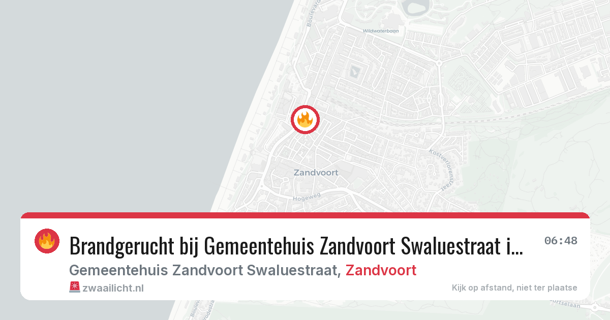 Brandgerucht bij Gemeentehuis Zandvoort Swaluestraat in Zandvoort — 14 apr 2026