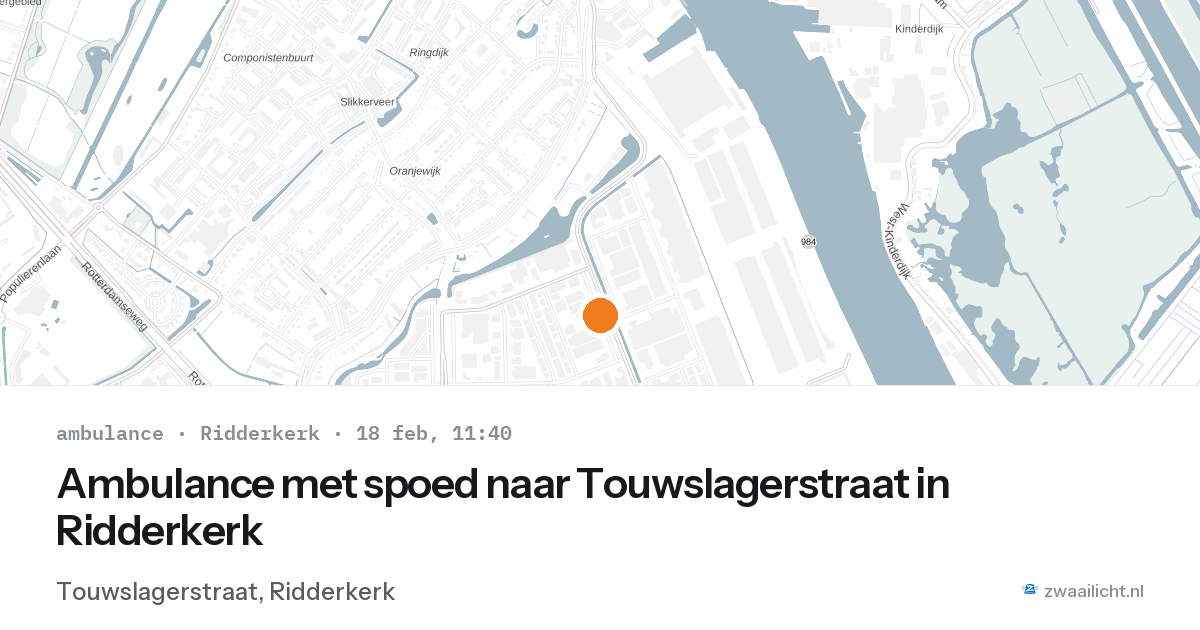 Ambulance met spoed naar Touwslagerstraat in Ridderkerk — 18 feb 2026