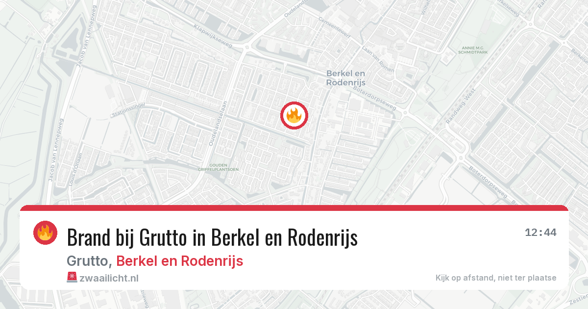 Brand bij Grutto in Berkel en Rodenrijs — 25 mrt 2026