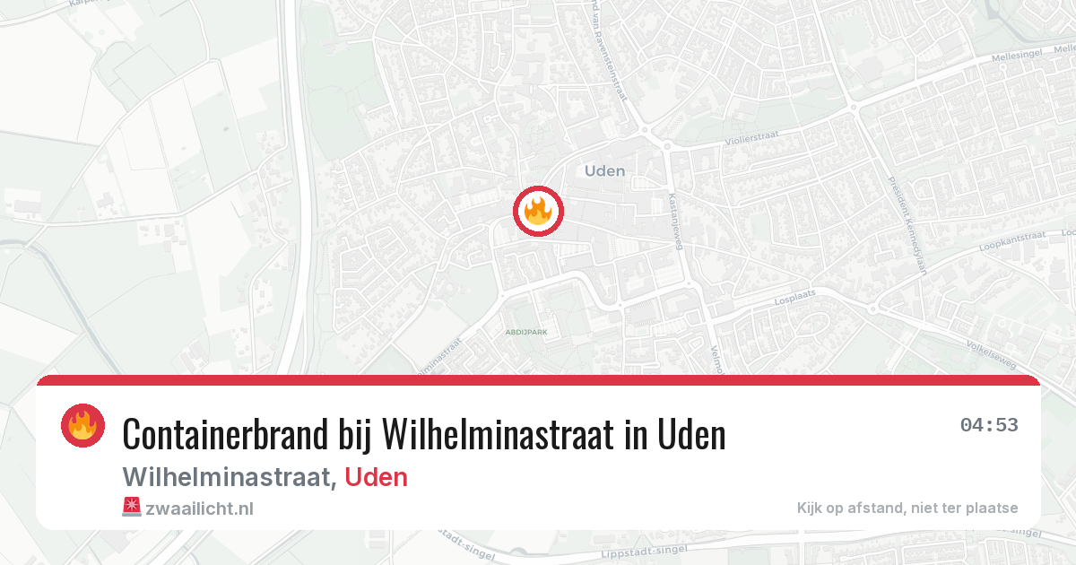 Containerbrand bij Wilhelminastraat in Uden — 1 aug 2026