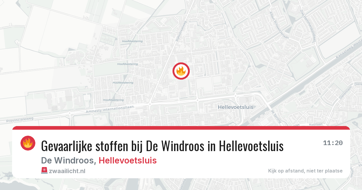 Gevaarlijke stoffen bij De Windroos in Hellevoetsluis — 15 jun 2026