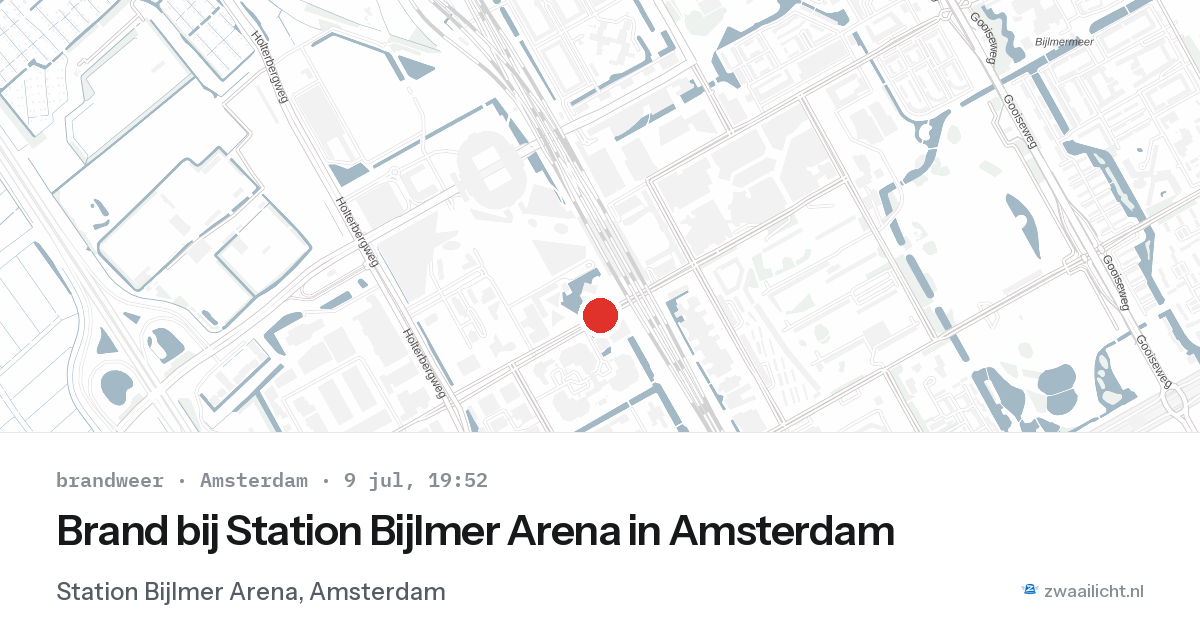 Brand bij Station Bijlmer Arena in Amsterdam — 9 jul 2026