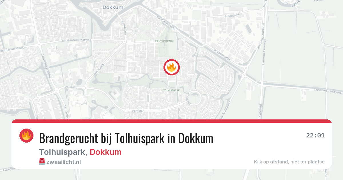 Brandgerucht bij Tolhuispark in Dokkum — 10 apr 2026