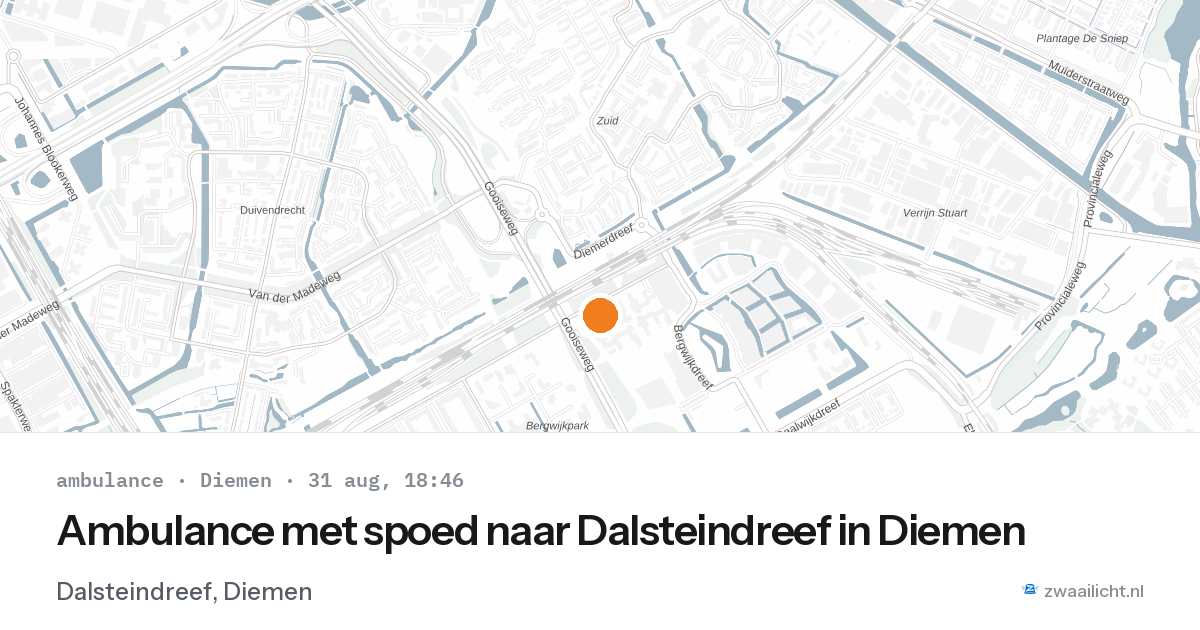 Ambulance met spoed naar Dalsteindreef in Diemen — 31 aug 2026
