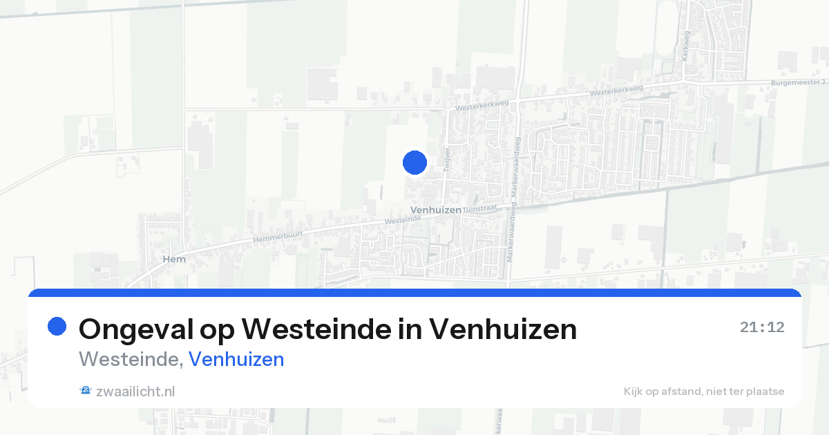 Ongeval op Westeinde in Venhuizen — 12 aug 2026