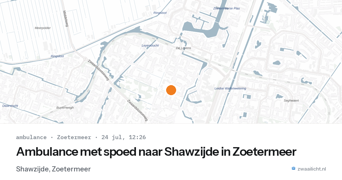 Ambulance met spoed naar Shawzijde in Zoetermeer — 24 jul 2026