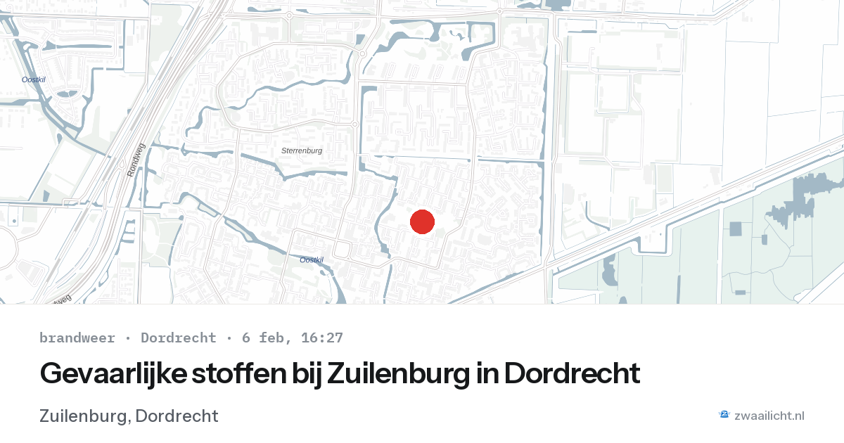 Gevaarlijke stoffen bij Zuilenburg in Dordrecht — 6 feb 2026