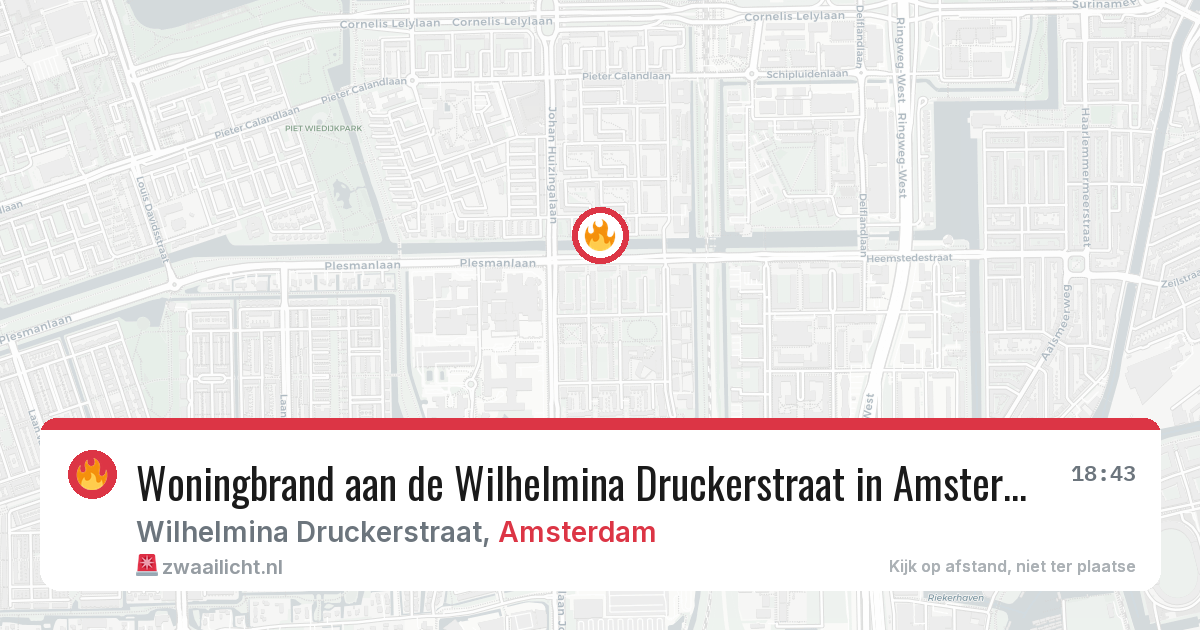 Woningbrand aan de Wilhelmina Druckerstraat in Amsterdam — 15 mei 2026