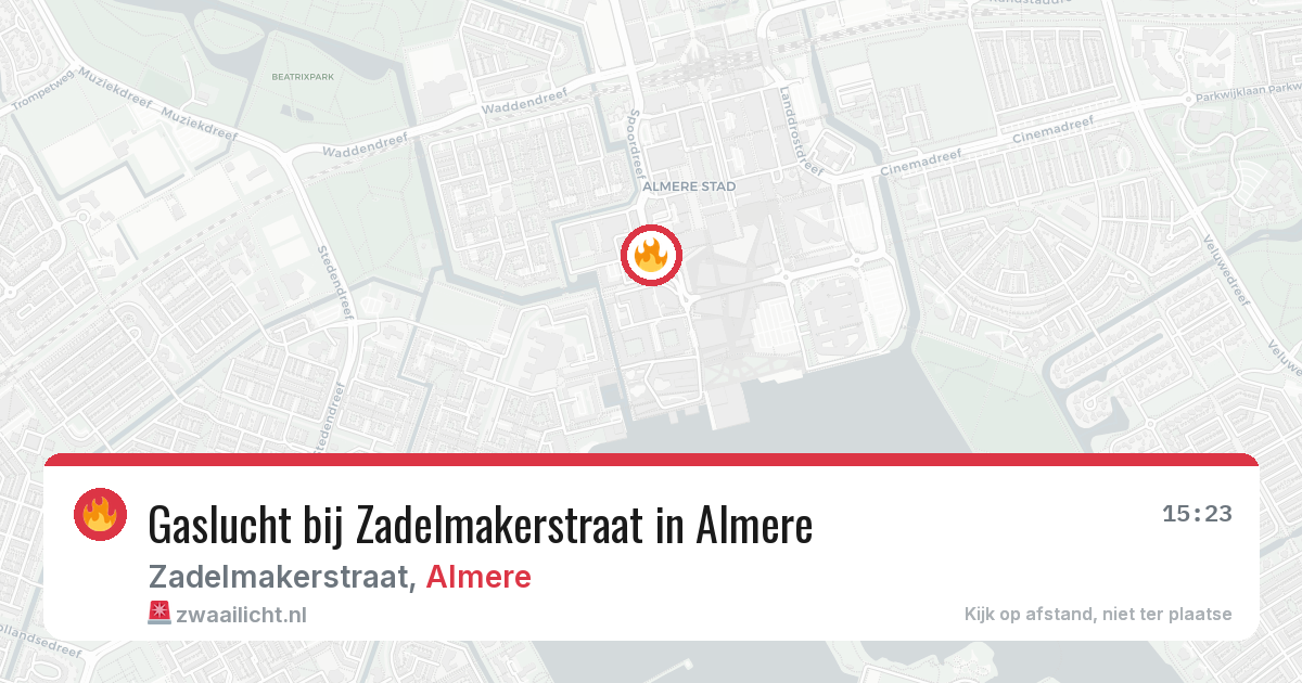 Gaslucht bij Zadelmakerstraat in Almere — 20 apr 2026