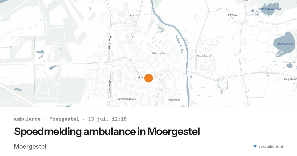 Spoedmelding ambulance in Moergestel — 13 jul 2026