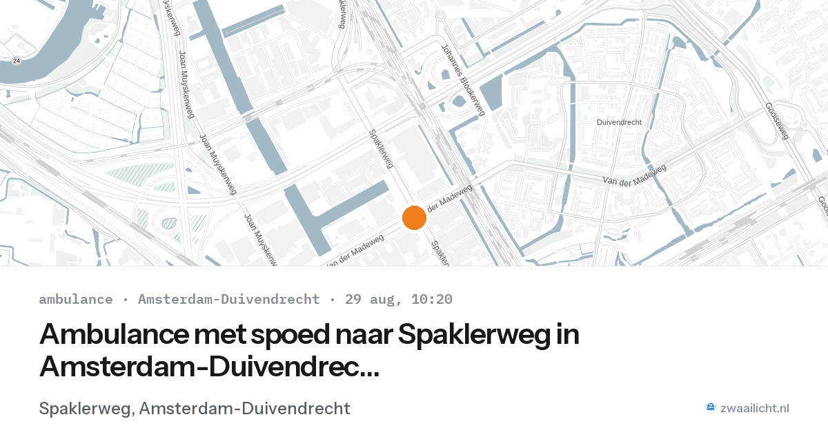 Ambulance met spoed naar Spaklerweg in Amsterdam-Duivendrecht — 29 aug 2026
