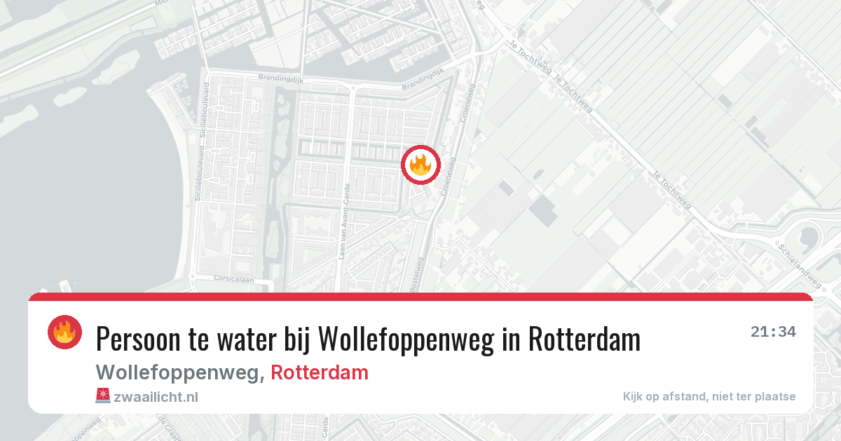 Persoon te water bij Wollefoppenweg in Rotterdam — 16 mrt 2026