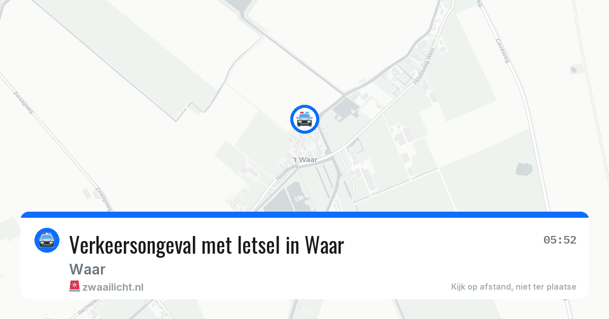 Verkeersongeval met letsel in Waar — 5 jul 2026