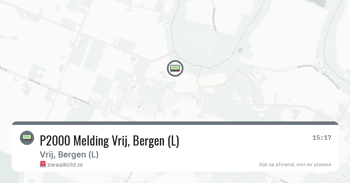 P2000 Melding Vrij, Bergen (L) — 12 aug 2026
