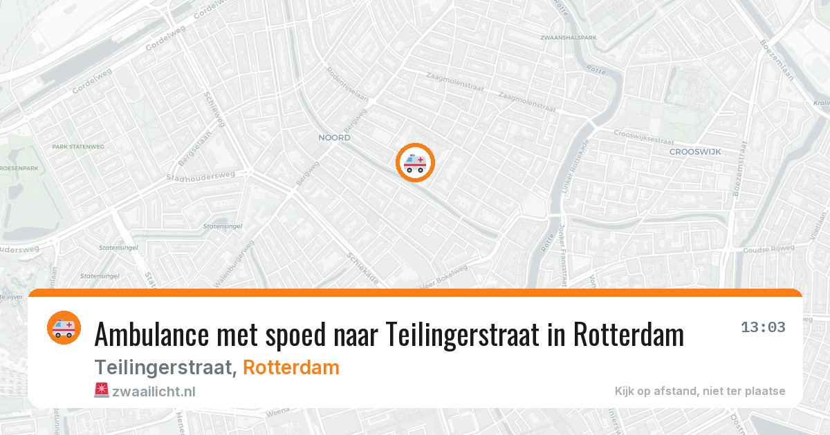 Ambulance met spoed naar Teilingerstraat in Rotterdam — 4 aug 2026