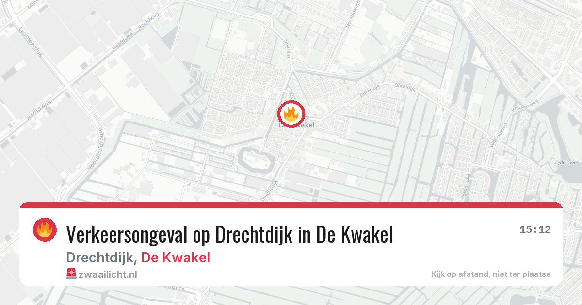 Verkeersongeval op Drechtdijk in De Kwakel — 15 mrt 2026