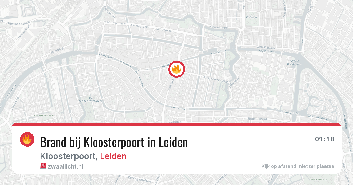 Brand bij Kloosterpoort in Leiden — 15 jul 2026