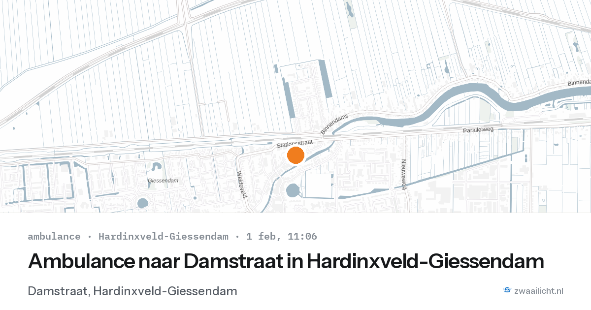 Ambulance naar Damstraat in Hardinxveld-Giessendam — 1 feb 2026