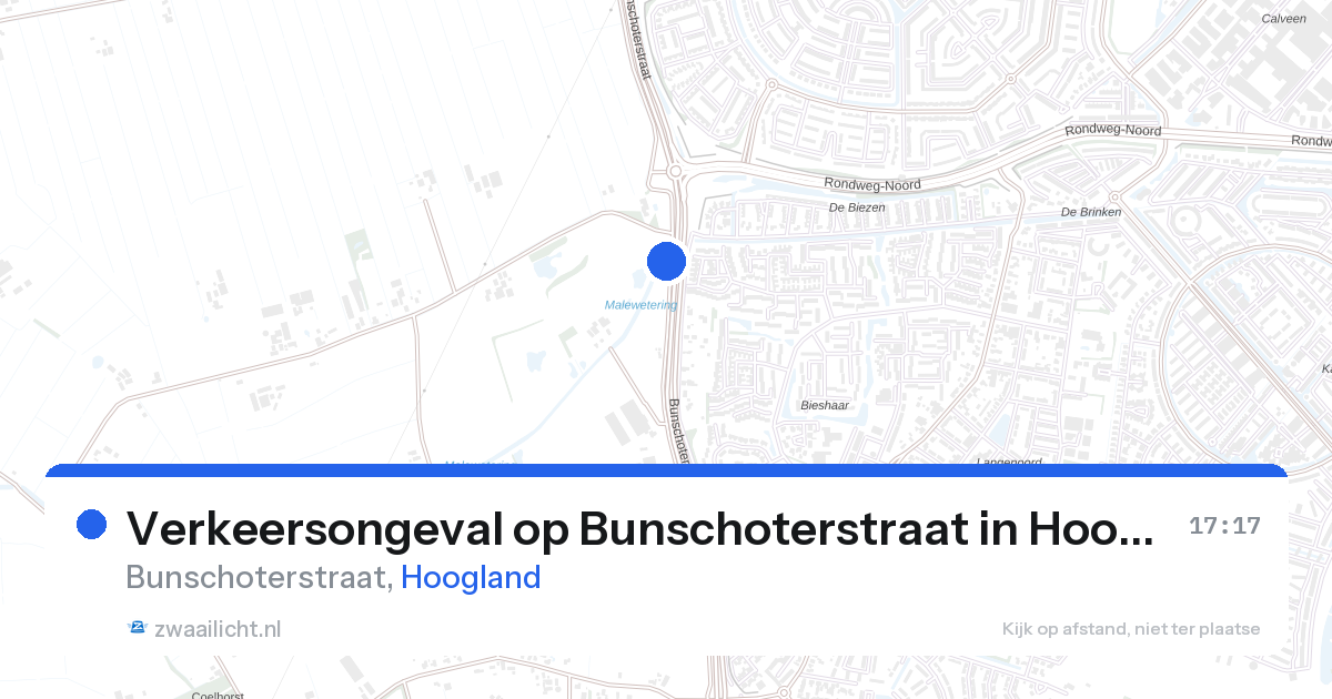 Verkeersongeval op Bunschoterstraat in Hoogland — 28 aug 2026