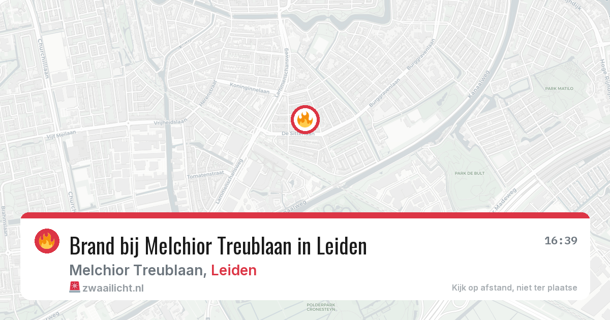 Brand bij Melchior Treublaan in Leiden — 15 jun 2026