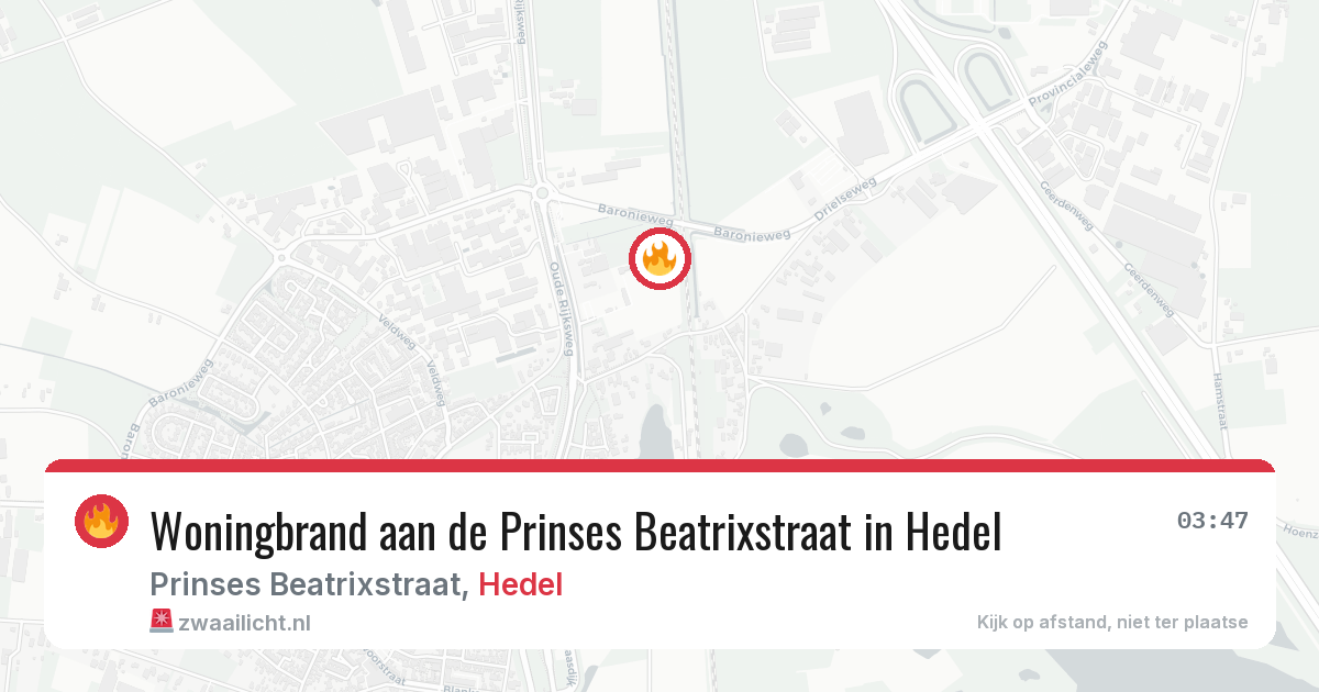 Woningbrand aan de Prinses Beatrixstraat in Hedel — 15 mrt 2026