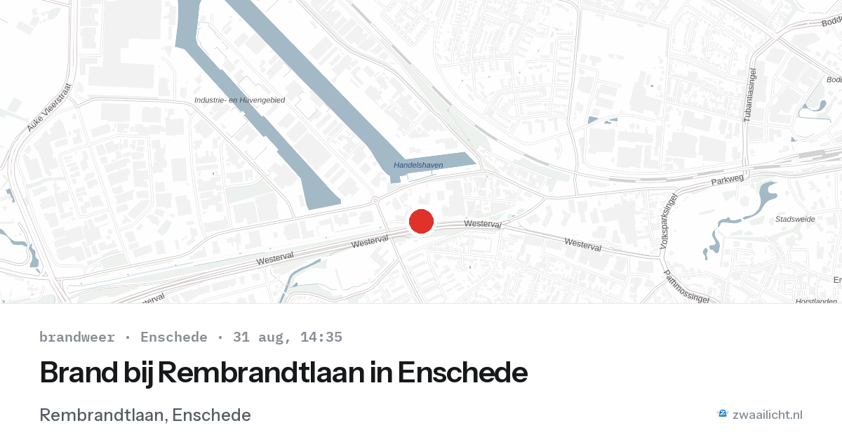 Brand bij Rembrandtlaan in Enschede — 31 aug 2026